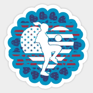 Soccer Player Girl Red White Blue Sticker